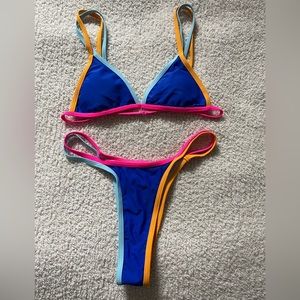 SHEIN neon multi color bikini (top & bottom)